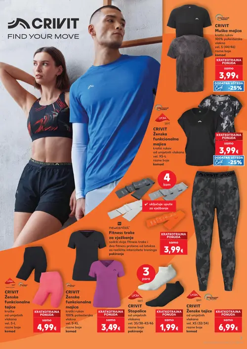 Kaufland katalog — stranica 3: CRIVIT CRIVIT Muška majica kratki rukav, CRIVIT CRIVIT Ženska funkcionalna majica, CRIVIT CRIVIT Ženske tajice kratke, CRIVIT CRIVIT Ženska funkcionalna majica (vrijedi 22. 07. 2026.–28. 07. 2026.)