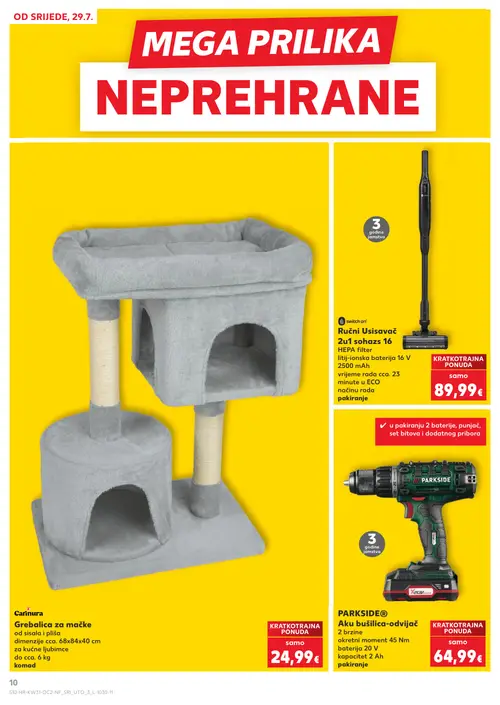 Kaufland katalog — stranica 10: Ručni Usisavač 2u1 sortas 16 HEPA filter, Carinura Grebalica za mačke, PARKSIDE® Aku bušilica-odvijač (vrijedi 29. 07. 2026.–05. 08. 2026.)