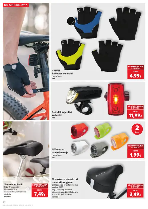 Kaufland katalog — stranica 22: CRIVIT Rukavice za bicikl, Set LED svjetiljki za bicikl, LED set za osvjetljavanje, Sjedalo za bicikl (vrijedi 29. 07. 2026.–05. 08. 2026.)