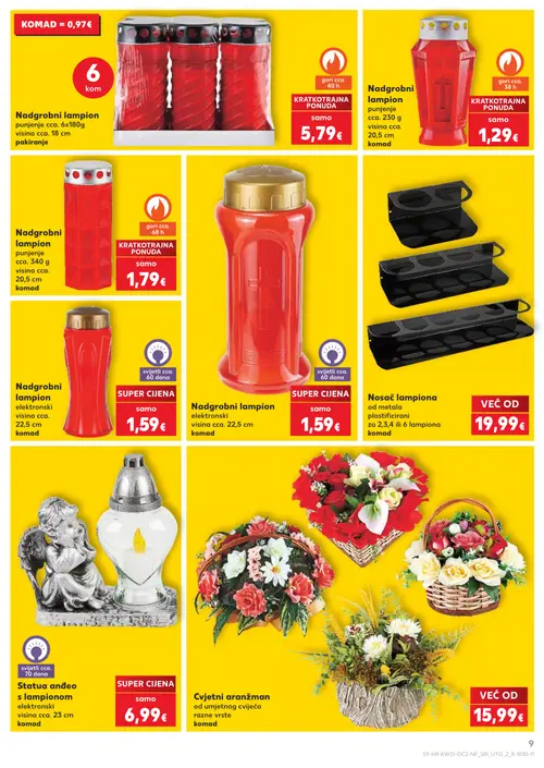 Kaufland katalog — stranica 9: Nadgrobni lampion, Nadgrobni lampion, Nadgrobni lampion, Nadgrobni lampion (vrijedi 29. 07. 2026.–05. 08. 2026.)