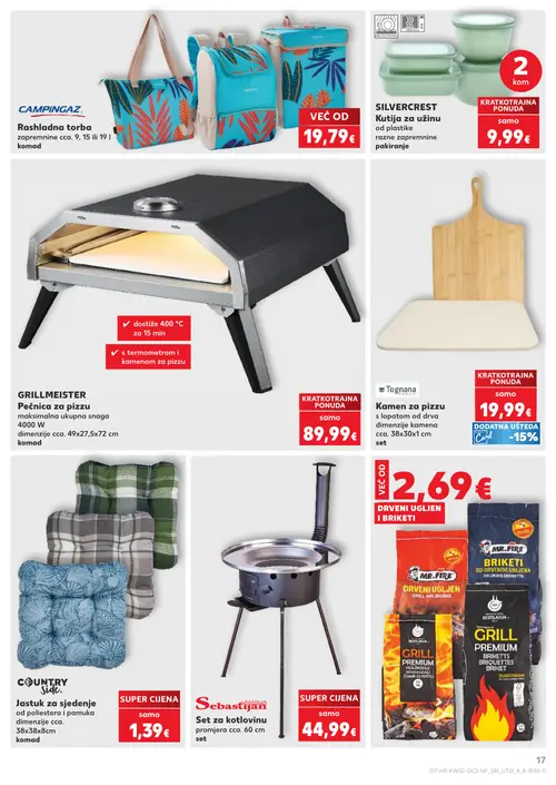 Kaufland katalog — stranica 17: CAMPINGAZ Rashladna torba, SILVERCREST Kutija za užinu od plastike, GRILL MEISTER Pećnica za pizzu, Tognana Kamen za pizzu s lopatom od drva (vrijedi 06. 08. 2026.–11. 08. 2026.)