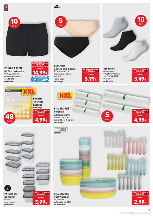 Kaufland katalog — stranica 19: ESMARA MEN Muške bokserice, ESMARA Ženske slip gaćice, Stopalice, TRONIC Plosnate baterije (vrijedi 06. 08. 2026.–11. 08. 2026.)