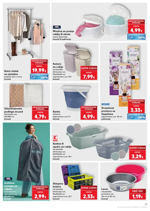 Kaufland katalog — stranica 21: DOMO LIVING Mreža za pranje rublja ili obuće, Kutni stalak za vješalice, Košara za rublje, Višenamjenska podloga za pod (vrijedi 06. 08. 2026.–11. 08. 2026.)