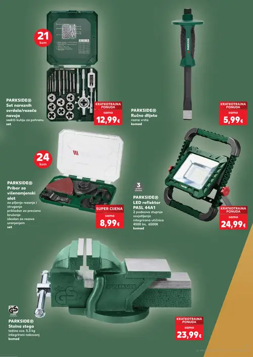 Kaufland katalog — stranica 7: PARKSIDE PARKSIDE® Set nareznih svrdala/rezača navoja, PARKSIDE PARKSIDE® Ručno dlijeto, PARKSIDE PARKSIDE® Pribor za višenamjenski alat, PARKSIDE PARKSIDE® LED reflektor PASL 44A1 (vrijedi 06. 08. 2026.–11. 08. 2026.)