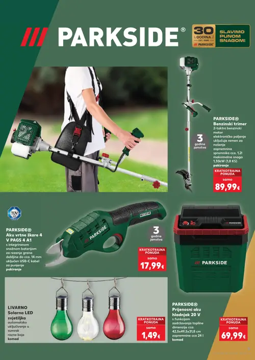 Kaufland katalog — stranica 5: PARKSIDE PARKSIDE® Benzinski trimer, PARKSIDE PARKSIDE® Aku vrtne škare 4 V PAGG 4 A1, LIVARNO LIVARNO Solarna LED svjetiljka, PARKSIDE PARKSIDE® Prijenosni aku hladnjak 20 V (vrijedi 19. 08. 2026.–25. 08. 2026.)