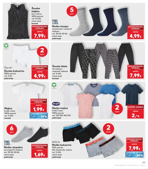 Kaufland katalog — stranica 25: Ženska haljina, TOWN LAND Muške čarape, Oyanda Ženske bokserice, Ženske hlače (vrijedi 24. 06. 2026.–30. 06. 2026.)