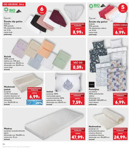 Kaufland katalog — stranica 26: Oyanda Ženske slip gaćice, Oyanda Ženske slip gaćice, Ručnik, Medicinski jastuk (vrijedi 24. 06. 2026.–30. 06. 2026.)