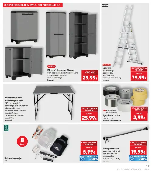 Kaufland katalog — stranica 29: KETER Plastični ormar Planet, BAULICH Ljestve, Višenamjenski aluminijski stol, 3M Scotchlite Ljepljive trake (vrijedi 24. 06. 2026.–30. 06. 2026.)
