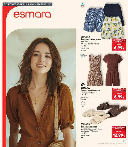 Kaufland katalog — stranica 29: ESMARA ESMARA Ženske kratke hlače, ESMARA ESMARA Ženski kombinezon, ESMARA ESMARA Ženske natikače (vrijedi 01. 07. 2026.–07. 07. 2026.)