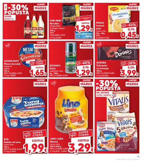 Kaufland katalog — stranica 15: Maggi MAGGI Instant juha, KOTANYI Začin, DORINA Čokolada za kuhanje (vrijedi 08. 07. 2026.–14. 07. 2026.)