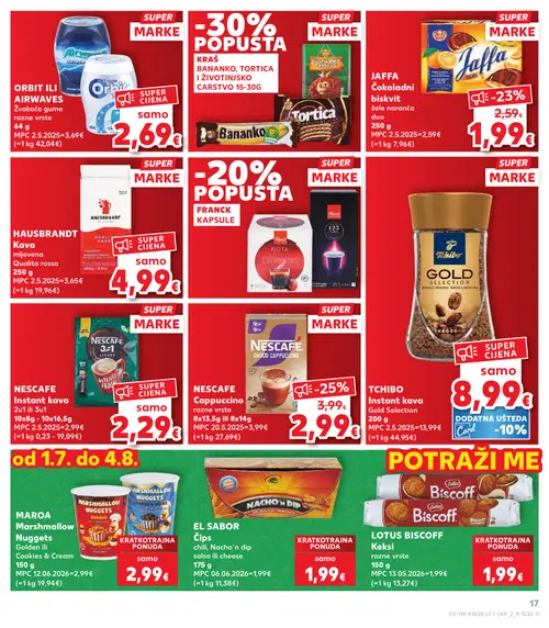 Kaufland katalog — stranica 17: NESCAFE NESCAFE Cappuccino razne vrste, JAFFFA Čokoladni biskvit žele naranča duo (vrijedi 08. 07. 2026.–14. 07. 2026.)