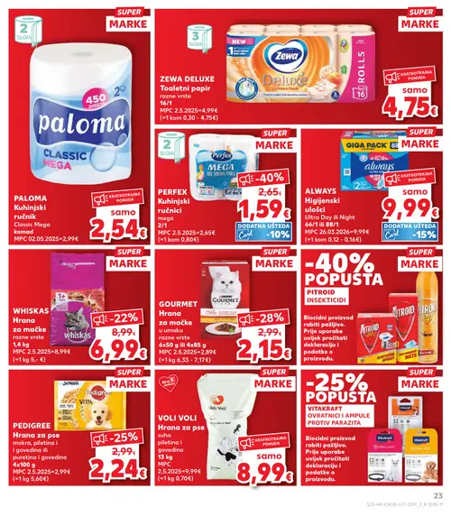 Kaufland katalog — stranica 23: PERFEX PERFEX Kuhinjski ručnici mega, GOURMET GOURMET Hrana za mačke, PEDIGREE PEDIGREE Hrana za pse mokra, WHISKAS WHISKAS Hrana za mačke (vrijedi 08. 07. 2026.–14. 07. 2026.)