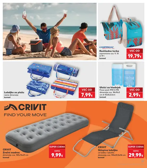 Kaufland katalog — stranica 27: CAMPINGGAZ Rashladna torba, Ležaljka za plažu, Ulošci za hladnjak Freez pack M10 ili M5, CRIVIT CRIVIT Zračni madrac (vrijedi 08. 07. 2026.–14. 07. 2026.)