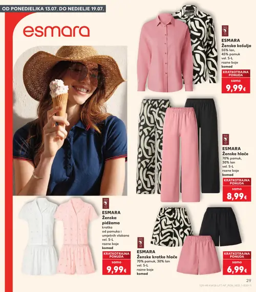 Kaufland katalog — stranica 29: ESMARA ESMARA Ženska košulja, ESMARA ESMARA Ženske hlače, ESMARA ESMARA Ženska pidžama kratka, ESMARA ESMARA Ženske kratke hlače (vrijedi 08. 07. 2026.–14. 07. 2026.)
