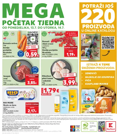 Kaufland katalog — stranica 32: RIO MARE RIO MARE Skuše sa žara odabrane vrste, Domaći ribizl crveni, Otkosteni pileći batak i zabatak, Domaća mrkva (vrijedi 08. 07. 2026.–14. 07. 2026.)