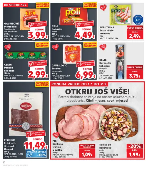 Kaufland katalog — stranica 10: Salata od hobotnice u ulju, PERUTNINA Extra pileće hrenovke (vrijedi 15. 07. 2026.–21. 07. 2026.)