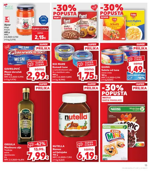 Kaufland katalog — stranica 15: ORGULA Maslinovo ulje Tradicija extra djevičansko, Nestle Cini Minis Crazily Cinnamon (vrijedi 22. 07. 2026.–28. 07. 2026.)