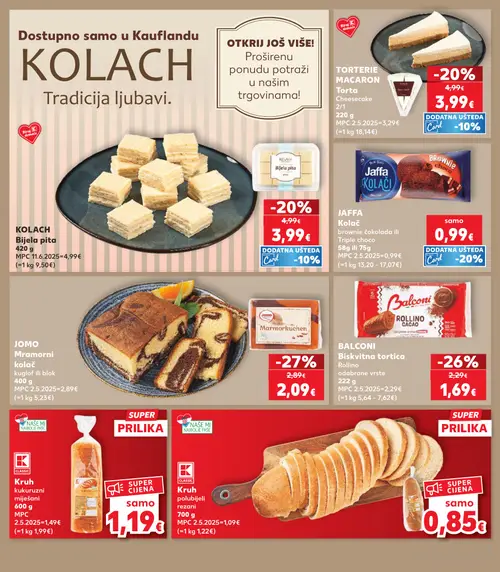 Kaufland katalog — stranica 7: KLASSIK Kruh kukuruzni miješani, Torterie Macaron Torta Cheesecake (vrijedi 22. 07. 2026.–28. 07. 2026.)