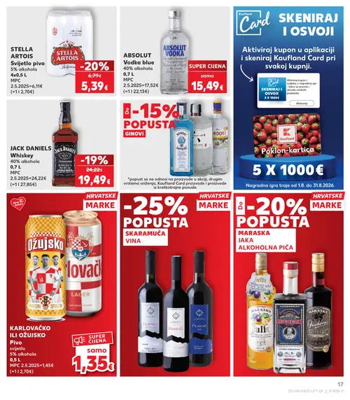 Kaufland katalog — stranica 17: STELLA ARTOIS Stella Artois Svijetlo pivo, JACK DANIELS Jack Daniels Whiskey (vrijedi 29. 07. 2026.–05. 08. 2026.)