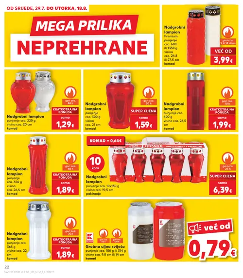 Kaufland katalog — stranica 22: Nadgrobni lampion Premium, Nadgrobni lampion, Nadgrobni lampion, Nadgrobni lampion (vrijedi 29. 07. 2026.–05. 08. 2026.)