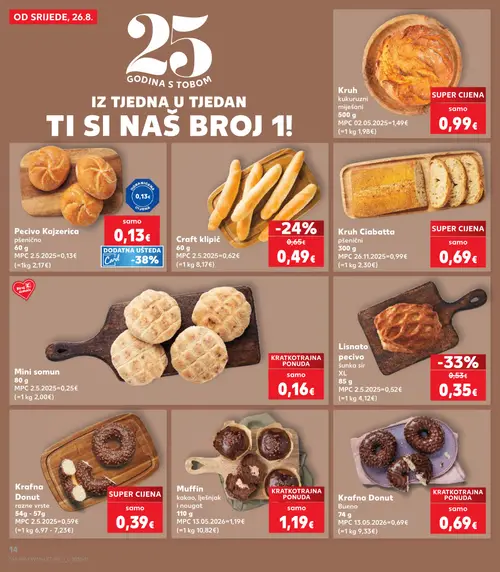 Kaufland katalog — stranica 14: Lisnato pecivo šunka sir XL, Craft klipić (vrijedi 26. 08. 2026.–01. 09. 2026.)