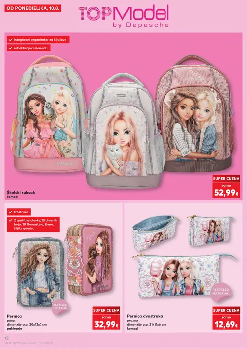 Kaufland katalog — stranica 12: Školski ruksak, Pernica, Pernica dvostruka (vrijedi 10. 08. 2026.–31. 08. 2026.)