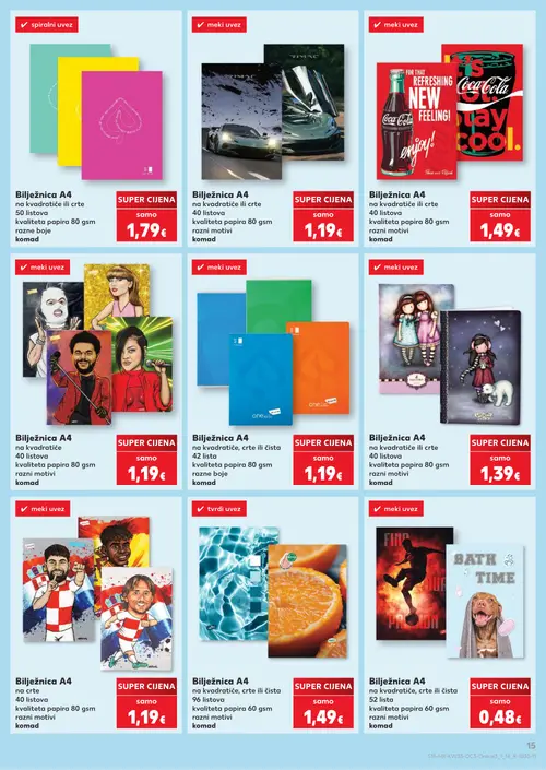 Kaufland katalog — stranica 15: Bilježnica A4 na kvadratiće ili crte, Bilježnica A4 na kvadratiće ili crte, Bilježnica A4 na kvadratiće ili crte, Bilježnica A4 na kvadratiće ili crte (vrijedi 10. 08. 2026.–31. 08. 2026.)