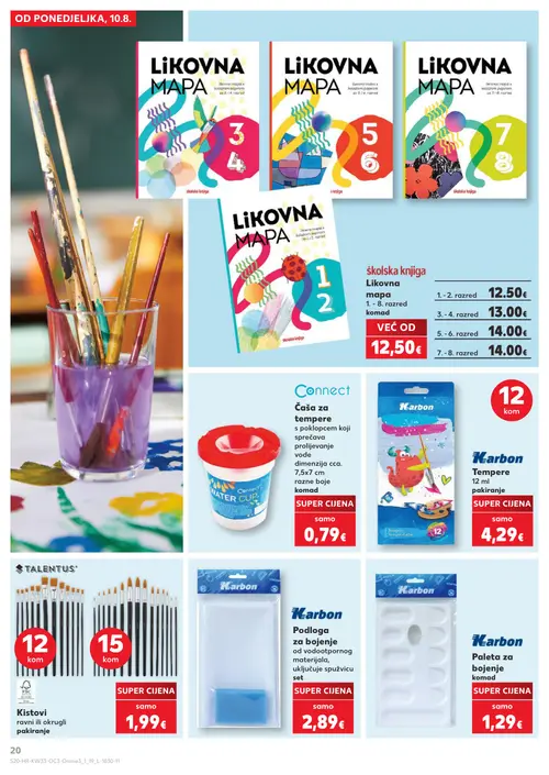 Kaufland katalog — stranica 20: Školska knjiga Likovna mapa 1. - 8. razred, Školska knjiga Likovna mapa 1. - 2. razred, Školska knjiga Likovna mapa 3. - 4. razred, Školska knjiga Likovna mapa 5. - 6. razred (vrijedi 10. 08. 2026.–31. 08. 2026.)