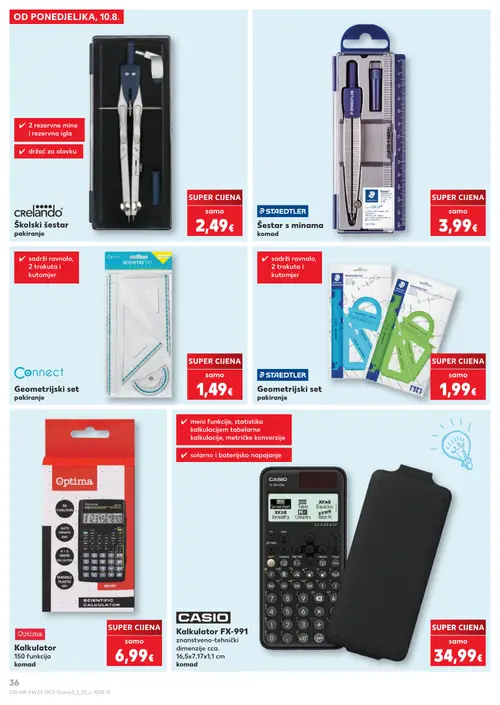Kaufland katalog — stranica 36: Crelando Šestari, Staedtler Šestar s minama (vrijedi 10. 08. 2026.–31. 08. 2026.)
