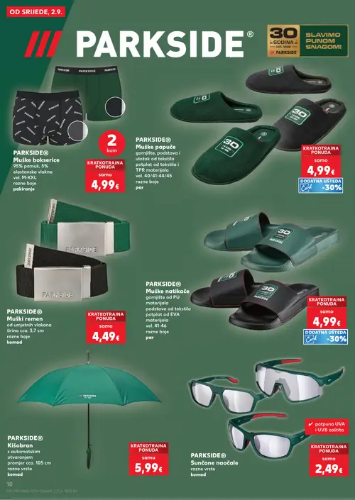 Kaufland katalog — stranica 10: PARKSIDE PARKSIDE® Muške bokserice, PARKSIDE PARKSIDE® Muške papuče, PARKSIDE PARKSIDE® Muški remen, PARKSIDE PARKSIDE® Muške natikače (vrijedi 02. 09. 2026.–15. 09. 2026.)
