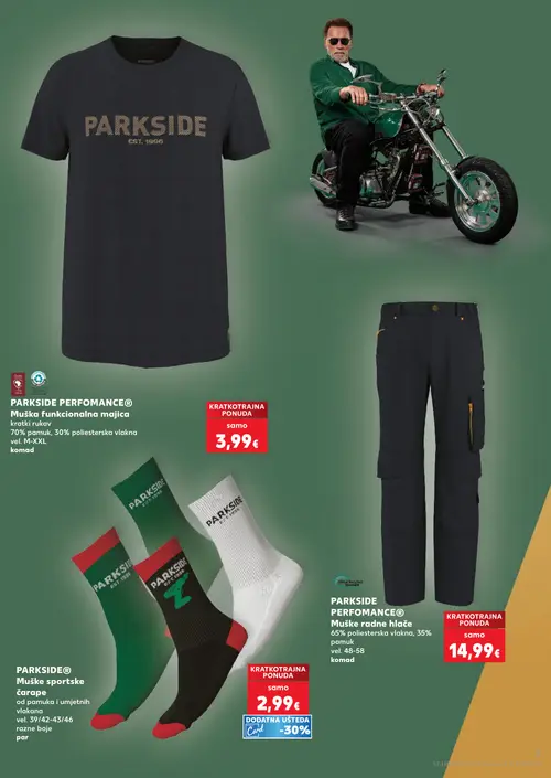 Kaufland katalog — stranica 7: PARKSIDE PERFORMANCE® Muška funkcionalna majica kratki rukav, PARKSIDE PARKSIDE® Muške sportske čarape, PARKSIDE PERFORMANCE® Muške radne hlače (vrijedi 02. 09. 2026.–15. 09. 2026.)