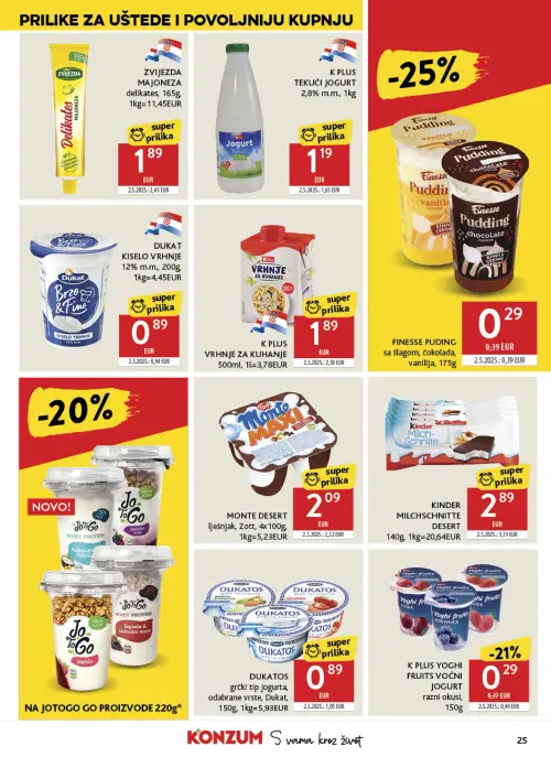 Konzum katalog — stranica 25: K PLUS K PLUS YOGHI FRUITS VOĆNI JOGURT razni okusi (vrijedi 24. 06. 2026.–30. 06. 2026.)