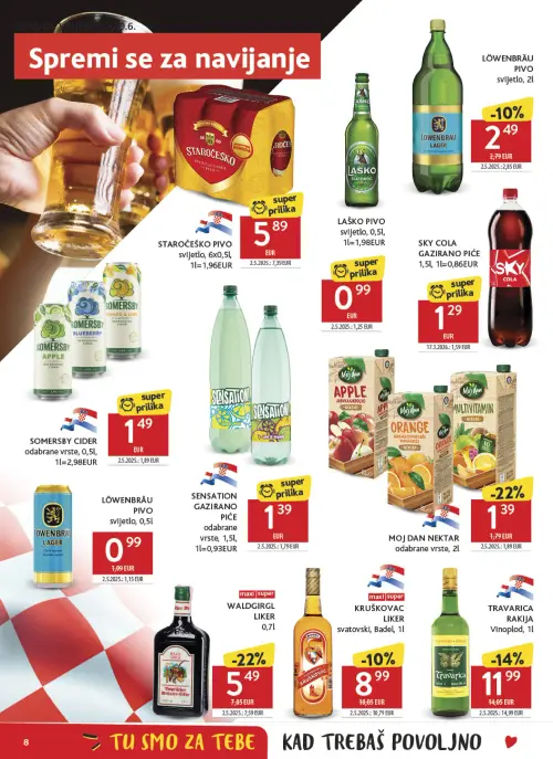 Konzum katalog — stranica 8: MOJ DAN MOJ DAN Nektar odabrane vrste, SENSATION GAZRIRANO PIĆE odabrane vrste, WALDGIRGL WALDGIRGL LIKER, SOMERSBY SOMERSBY CIDER odabrane vrste (vrijedi 24. 06. 2026.–30. 06. 2026.)