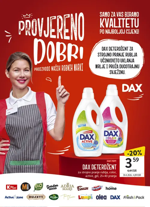 Konzum katalog — stranica 32: DAX DAX DETERDŽENT ZA STR. PRANJE RUBLJA COLOR, DAX DAX DETERDŽENT ZA STR. PRANJE RUBLJA ACTIVE (vrijedi 22. 07. 2026.–28. 07. 2026.)