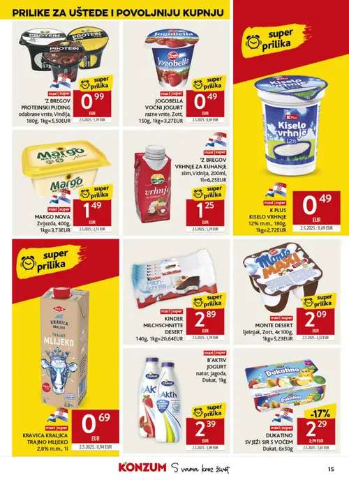 Konzum katalog — stranica 15: Dukolino DUKATINO SVJEŽI SIR S VOĆEM DUkat, 6x50g (vrijedi 04. 08. 2026.–11. 08. 2026.)