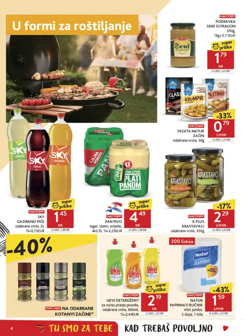 Konzum katalog — stranica 4: VEGETA NATUR VEGETA NATUR ZAČIN, PODRAVKA PODRAVKA SENF ESTRAGON, NATUR NATUR PAPIRNATI RUČNIK mini Jumbo, 2 sloja, SKY SKY GAŽIRANO PIĆE odabrane vrste (vrijedi 04. 08. 2026.–11. 08. 2026.)