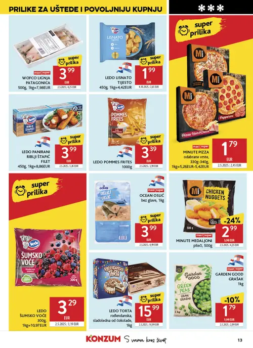 Konzum katalog — stranica 13: MINUTE MINUTE MEDALJONI pileći (vrijedi 26. 08. 2026.–01. 09. 2026.)