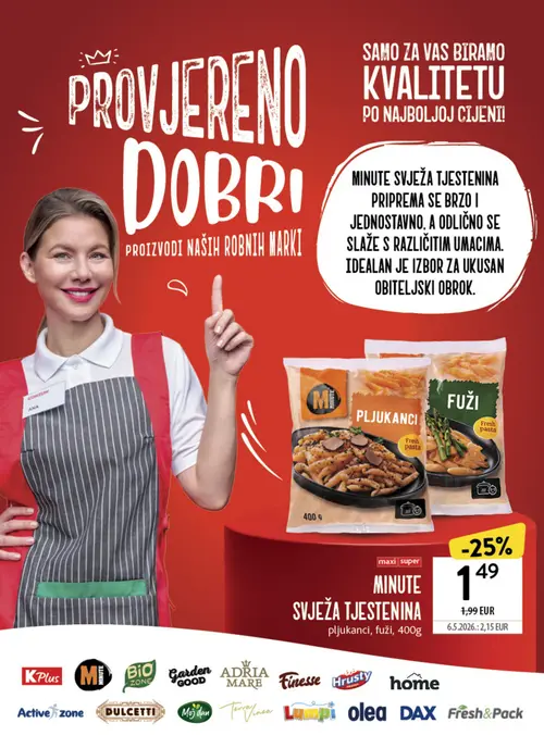 Konzum katalog — stranica 17: MINUTE MINUTE svježa tjestenina pljukanci, fuži (vrijedi 26. 08. 2026.–01. 09. 2026.)