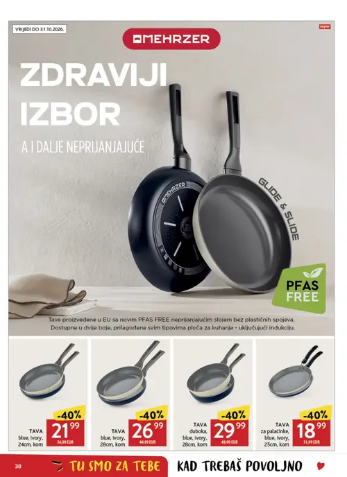 Konzum katalog — stranica 38: TAVA za palačinke, blue, Ivory, 25cm, kom, TAVA blue, Ivory, 24cm, kom, TAVA blue, Ivory, 28cm, kom, TAVA duboka, blue, Ivory, 28cm, kom (vrijedi 02. 09. 2026.–08. 09. 2026.)