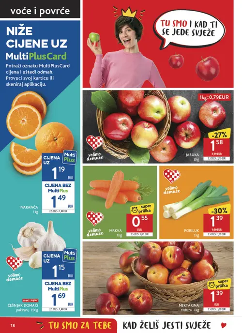 Konzum katalog — stranica 18: Nektarina rinfuza, Mrkva, Poriluk, Jabuka (vrijedi 09. 09. 2026.–15. 09. 2026.)