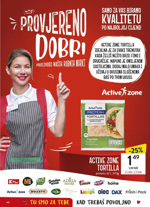 Konzum katalog — stranica 44: Active Zone Tortilla protein (vrijedi 09. 09. 2026.–15. 09. 2026.)