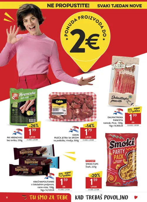 Konzum katalog — stranica 8: PIK HRENOVKE bez ovitka, 250g (vrijedi 23. 09. 2026.–29. 09. 2026.)