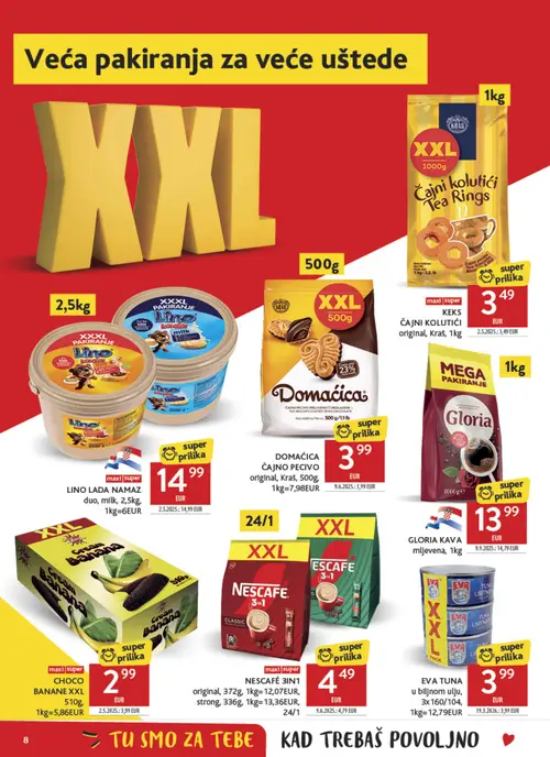 Konzum katalog — stranica 8: Domaćica CHOCO BANANE XXL (vrijedi 30. 09. 2026.–06. 10. 2026.)