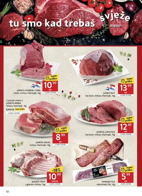 Konzum katalog — stranica 12: PIK SVINJSKI FILE vakumirani, PIK, 1kg, JANJEĆI TRUP s glavom, rinfuza, 1kg (vrijedi 28.10.–03.11.2026.)