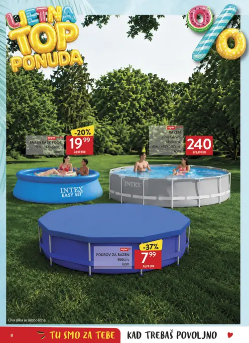 Konzum katalog — stranica 8: POKROV ZA BAZEN, BAZEN EASY POOL, BAZEN s metalnim okvirom (vrijedi 24. 07. 2026.–20. 09. 2026.)
