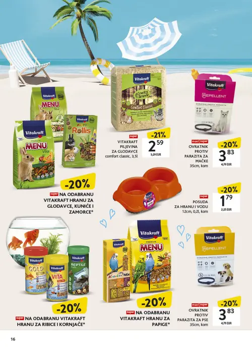 Konzum katalog — stranica 16: Vitakraft VITAKRAFT PILJEVINA ZA GLODAVCE comfort classic, Vitakraft POSUDA ZA HRANU I VODU, Vitakraft OVratnik protiv parazita, Vitakraft OVratnik protiv parazita za pse (vrijedi 06. 07. 2026.–26. 07. 2026.)