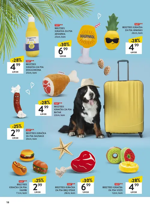 Konzum katalog — stranica 18: BEEZTEES BEEZTEES IGRAČKA ZA PSA BBQ STEAK, BEEZTEES BEEZTEES IGRAČKA ZA PSA APAWROL, BEEZTEES BEEZTEES IGRAČKA ZA PSA DOGGORONA, BEEZTEES BEEZTEES IGRAČKA ZA PSA VOĆE (vrijedi 06. 07. 2026.–26. 07. 2026.)