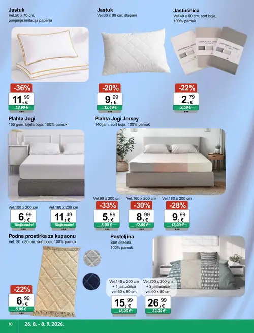 KTC katalog — stranica 10: Jastuk, Posteljina, Posteljina, Posteljina (vrijedi 26. 08. 2026.–08. 09. 2026.)