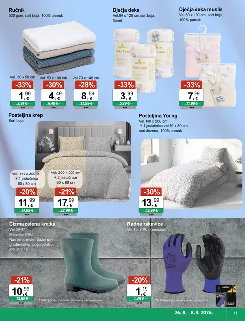KTC katalog — stranica 11: Dječja deka muslin, Ručnik, Dječja deka, Ručnik (vrijedi 26. 08. 2026.–08. 09. 2026.)