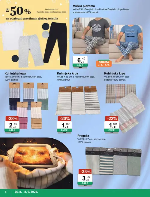 KTC katalog — stranica 8: Pregaca, Kuhinjska krpa, Kuhinjska krpa, Kuhinjska krpa (vrijedi 26. 08. 2026.–08. 09. 2026.)
